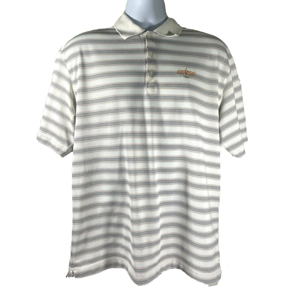 Men's Nike Golf Fit Dry White Striped Embroidered Arrowhead Polo Shirt-Size L